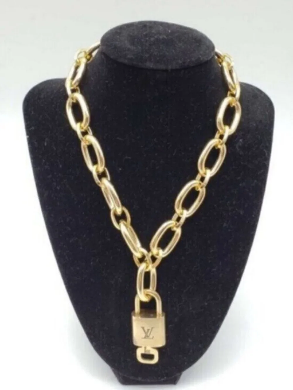 Gold-Plated Necklace with Authentic Louis Vuitton Padlock